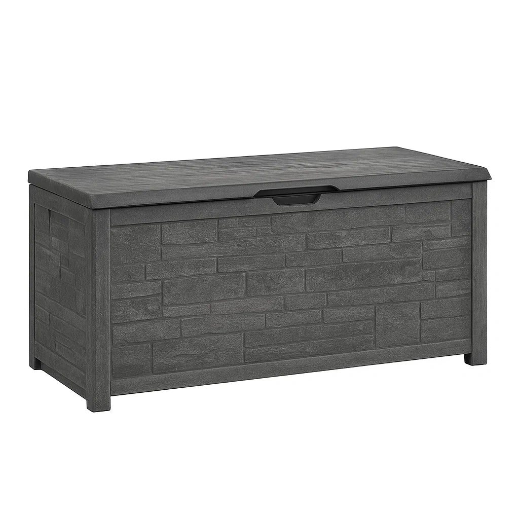 Cassapanca da Giardino in Plastica Grigio Scuro