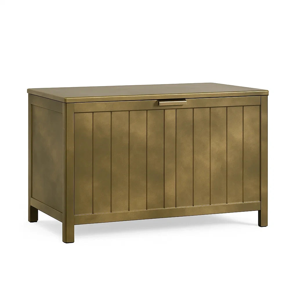 Cassapanca in Legno con Finitura Dorata 105x55x60cm