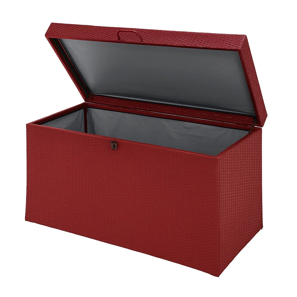 Baule portaoggetti in plastica effetto rattan rosso 123x55x62 cm
