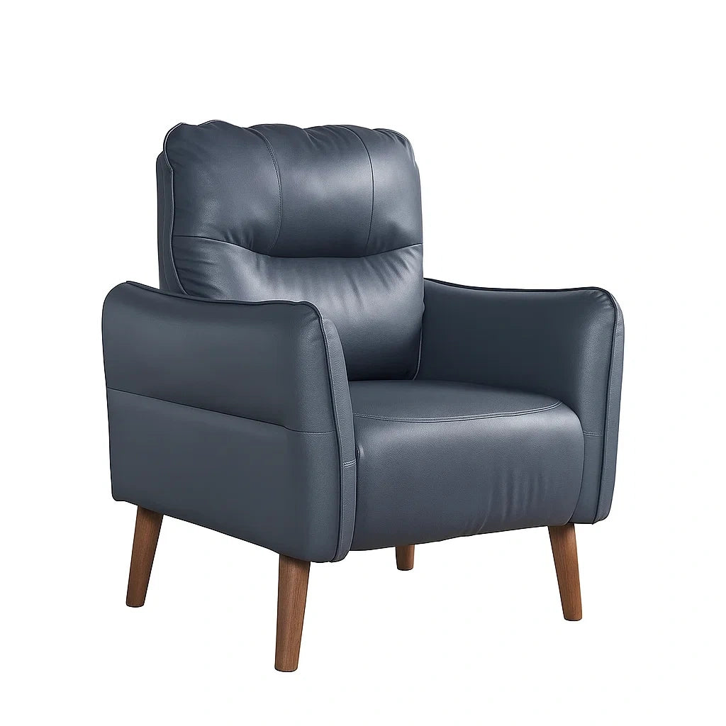 Poltrona in Pelle Sintetica con Gambe in Legno 85x70x90 cm Blu