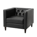 Poltrona in Pelle PU Nera con Gambe in Legno