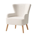 Poltrona in Tessuto con Gambe in Legno Crema
