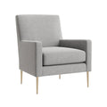Poltrona in Tessuto Grigio con Gambe Dorate