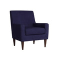 Poltrona in Tessuto Blu con Gambe in Legno