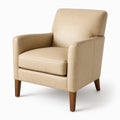 Poltrona in Pelle Sintetica Beige con Gambe in Legno