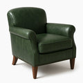 Poltrona in Pelle PU Verde con Gambe in Legno Massello