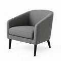 Poltrona in Tessuto Grigio con Gambe in Legno