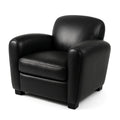Poltrona in Pelle Sintetica Nera con Gambe in Legno