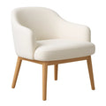 Poltrona in tessuto crema con gambe in legno