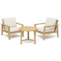 Set da Giardino in Legno con 2 Poltrone e Tavolo Rotondo