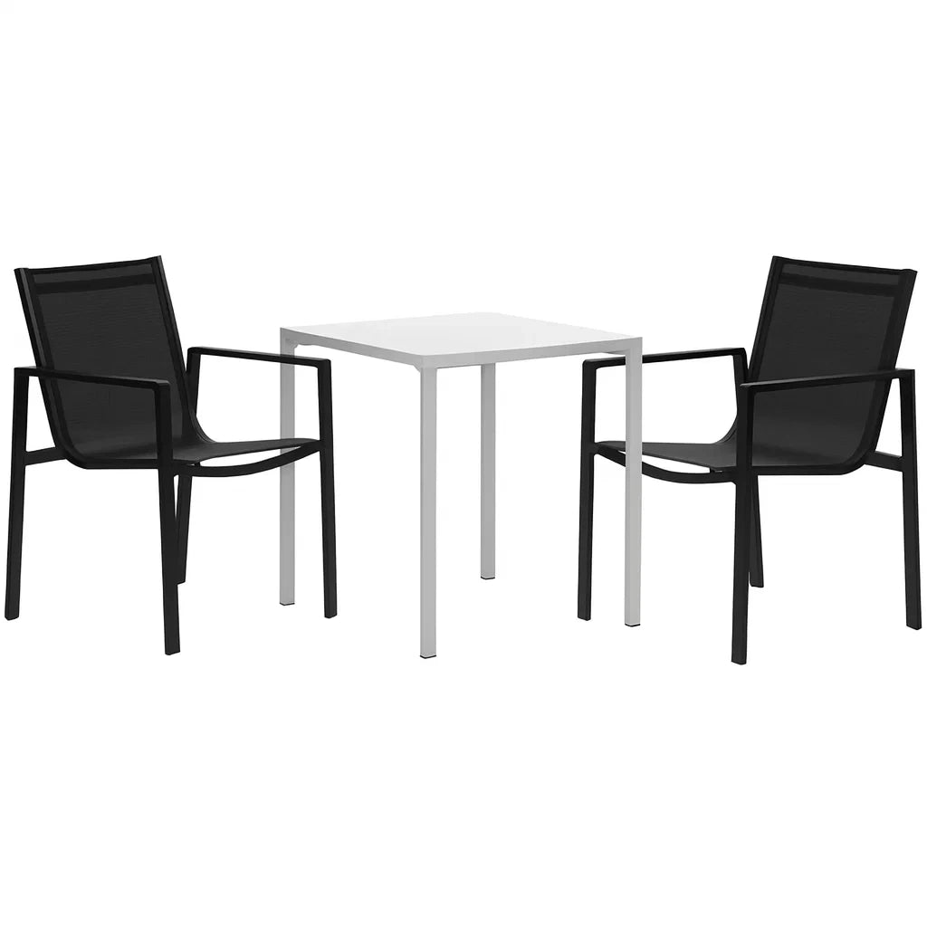 Set tavolo e sedie da esterno in alluminio Nero e Bianco