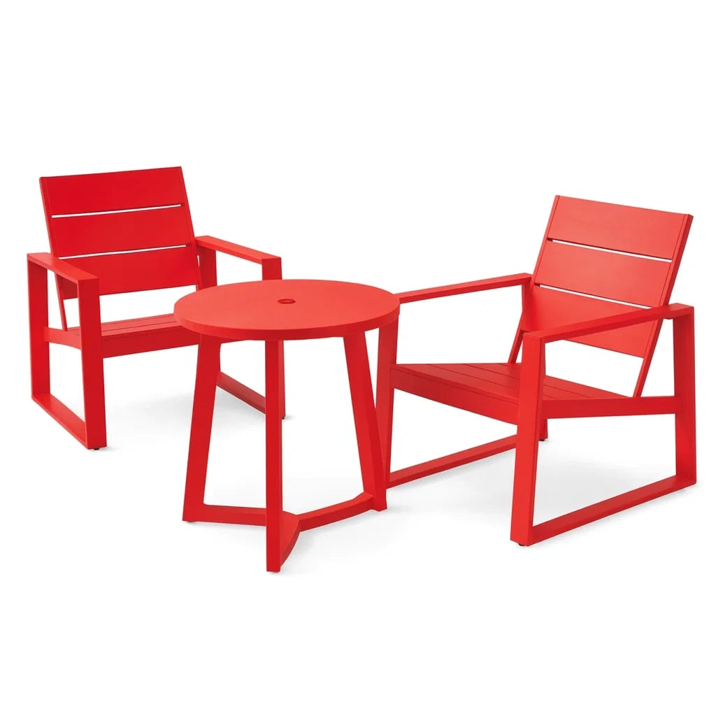 Set di Sedie e Tavolo in Plastica Rosso