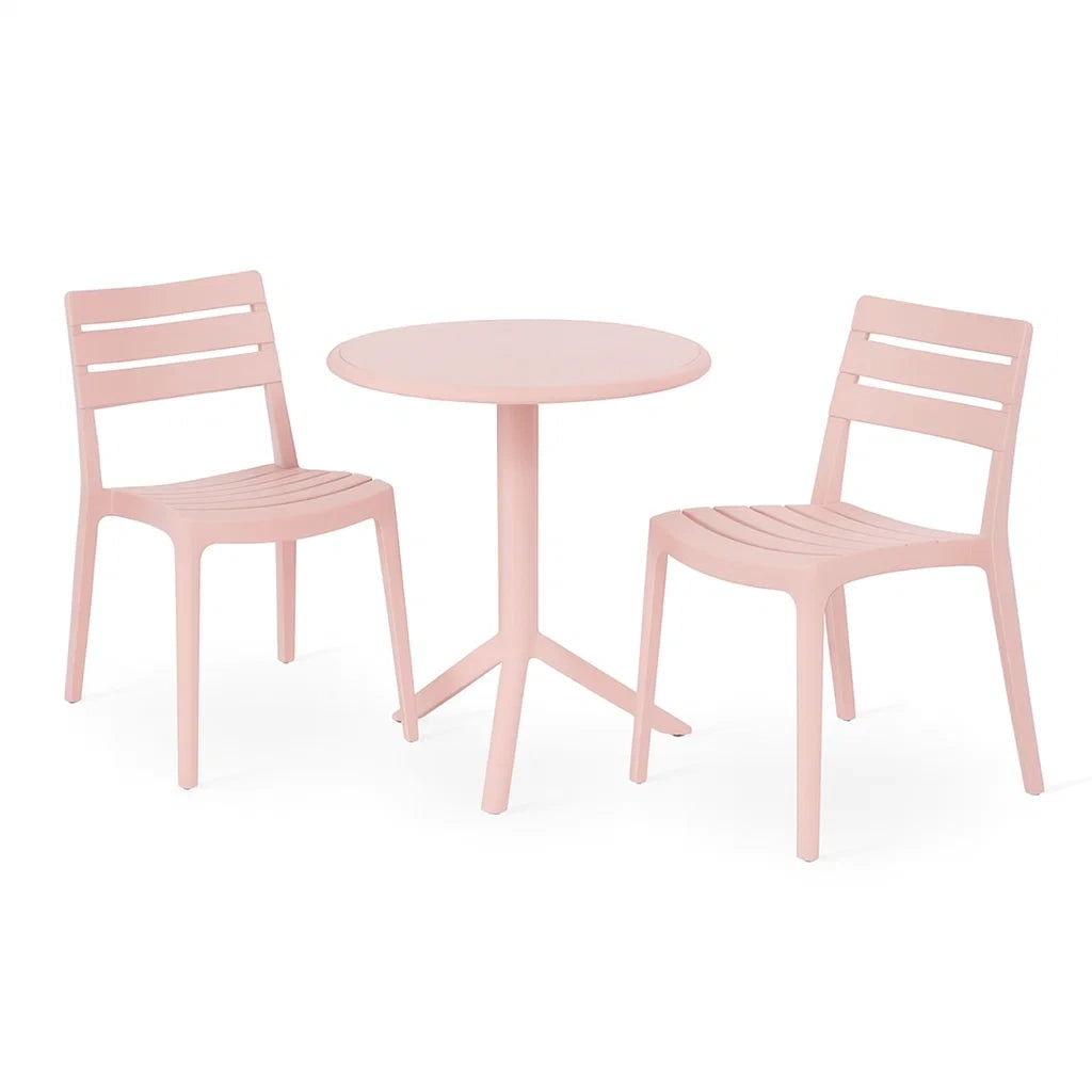 Set Tavolo e Sedie in Polipropilene Rosa 3 Pezzi