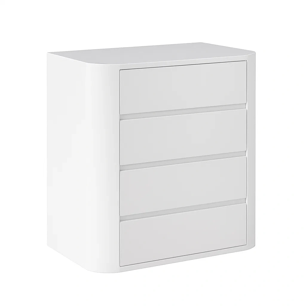 Cassettiera in legno MDF bianca con 4 cassetti