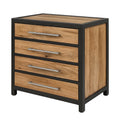 Cassettiera in Legno di Quercia con Struttura in Metallo e 4 Cassetti