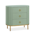 Cassettiera in Legno MDF con Tre Cassetti Verde e Dorato 60x30x80 cm