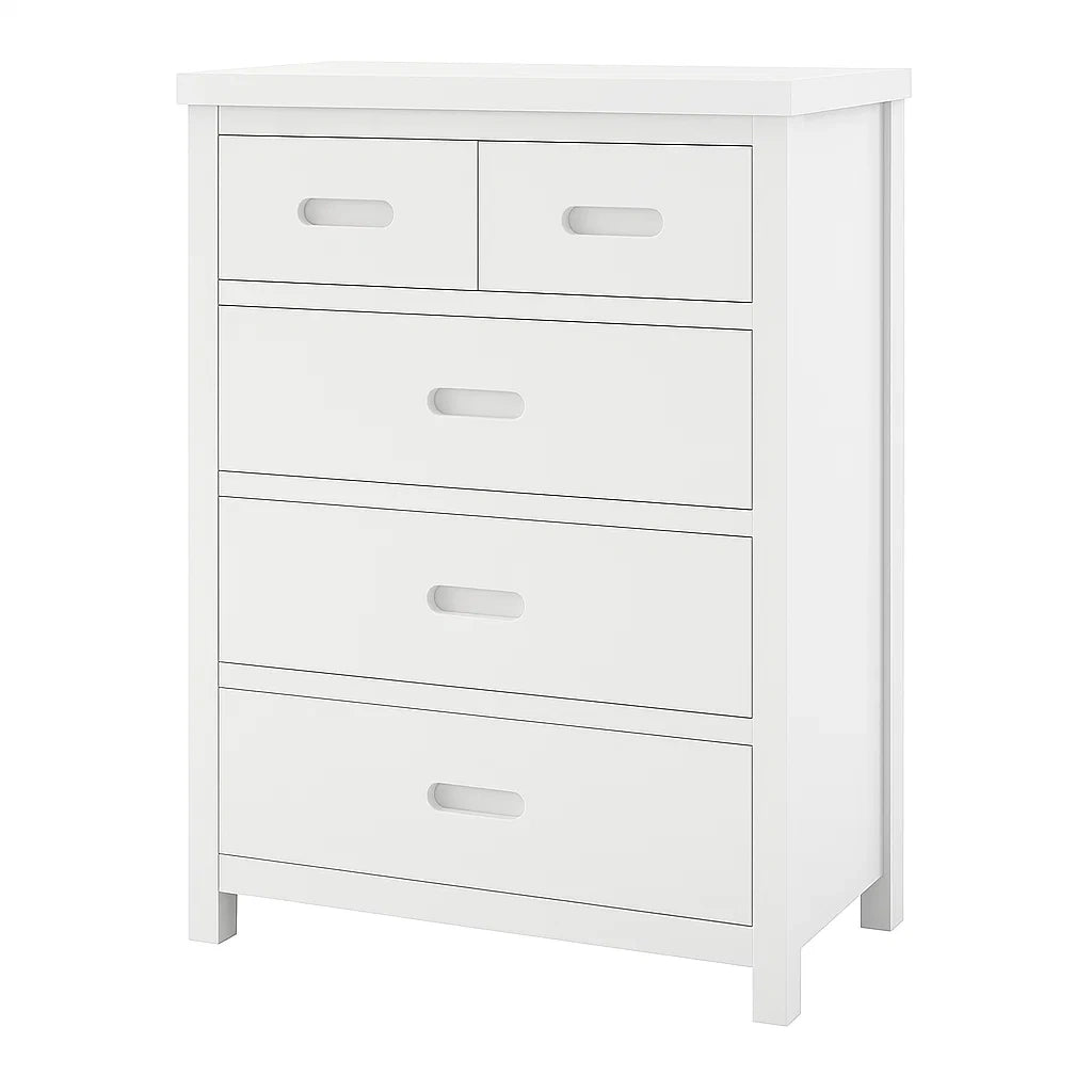 Cassettiera in Legno con 5 Cassetti Bianco 78x40x90 cm