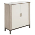 Credenza in MDF Bianco e Rovere con Gambe in Metallo