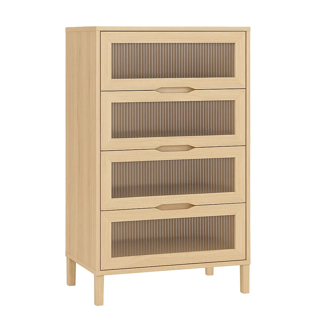 Cassettiera in Legno e Vetro con 4 Cassetti