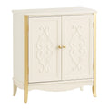 Mobile a Due Ante in Legno MDF Bianco e Oro 80x35x90 cm