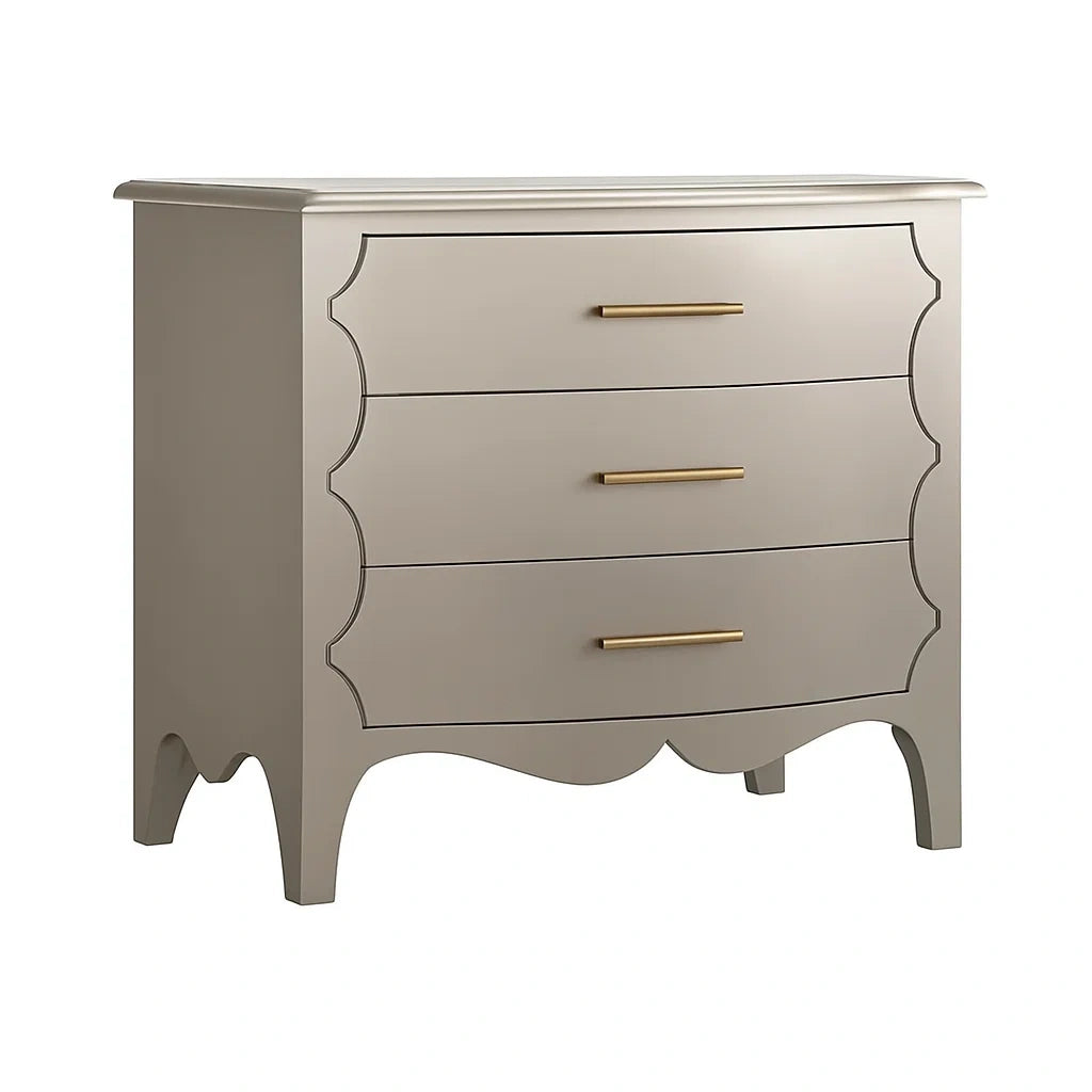 Cassettiera in Legno MDF Grigio con Maniglie in Metallo