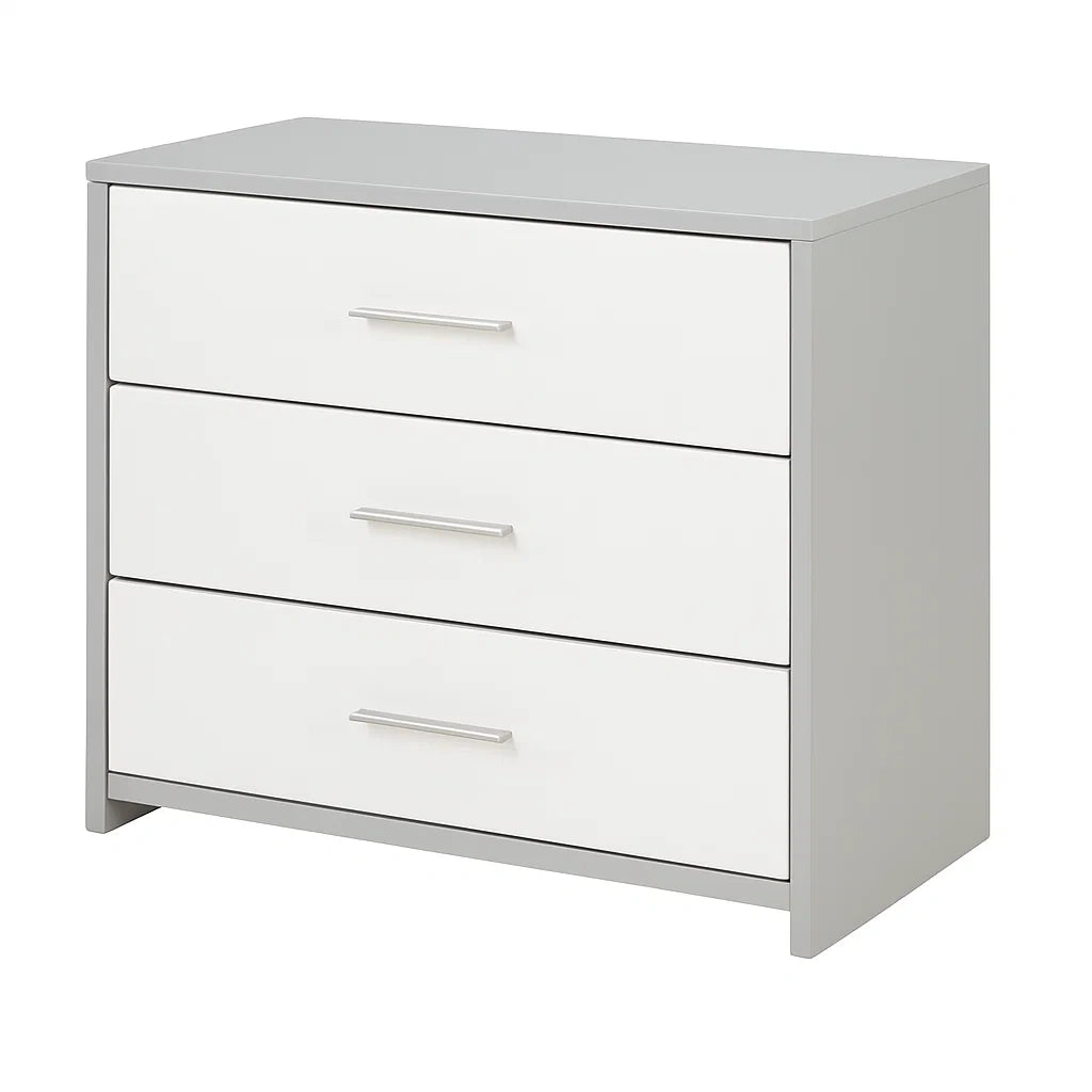 Cassettiera a 3 cassetti in legno e plastica 80x40x76 cm Bianco/Grigio