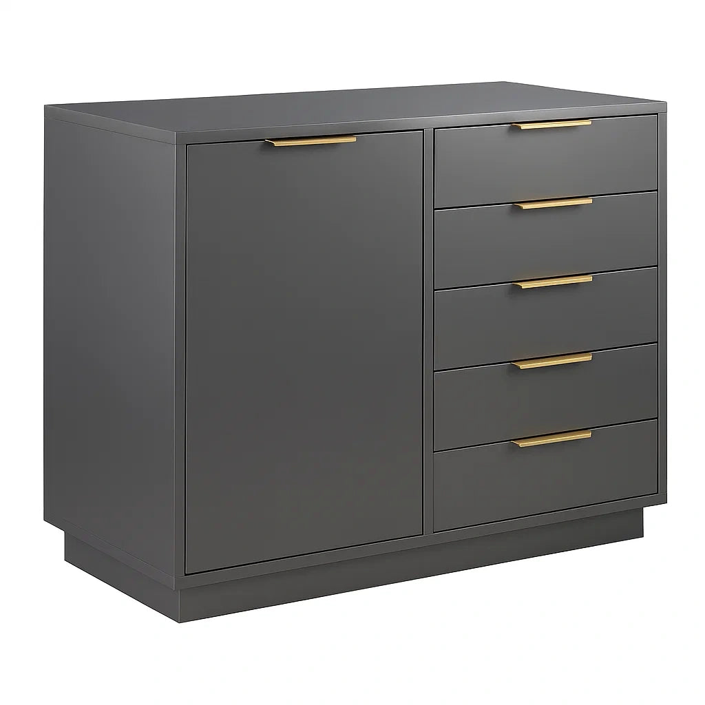 Cassettiera con anta in MDF grigio opaco