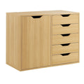 Cassettiera in Legno di Rovere con 5 Cassetti e Armadio