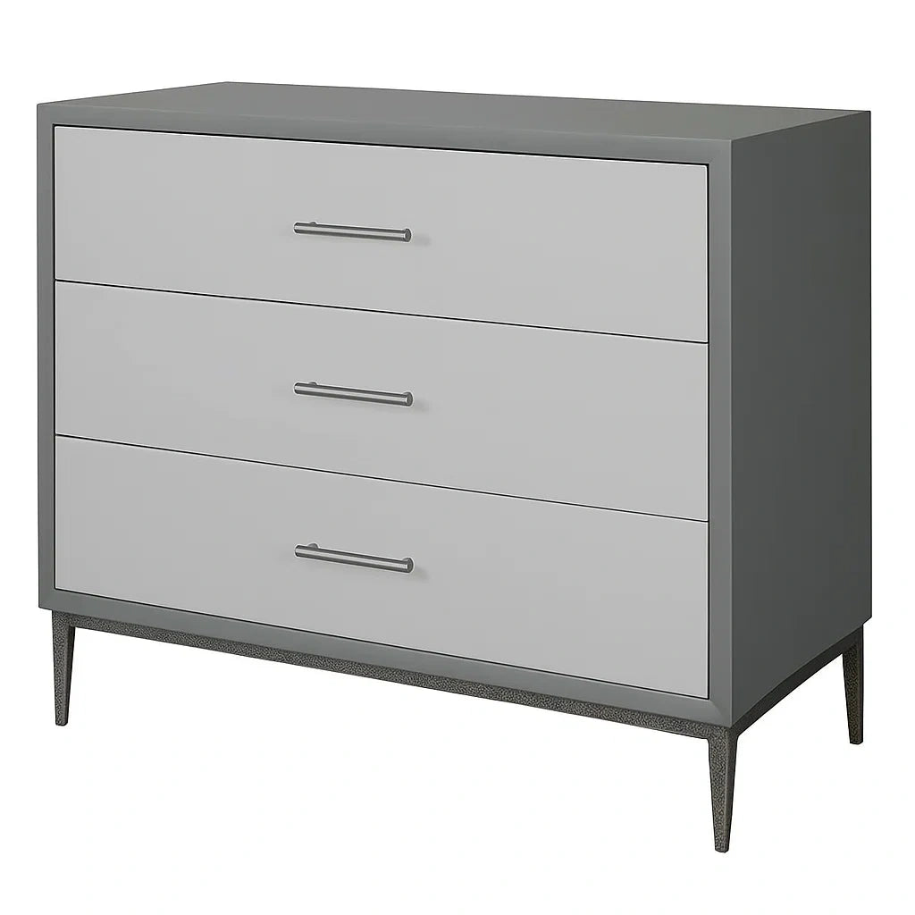 Cassettiera a 3 cassetti in MDF e metallo grigio