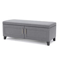Panca Contenitore in Tessuto Poliestere Grigio con Gambe in Plastica 120x40x45 cm