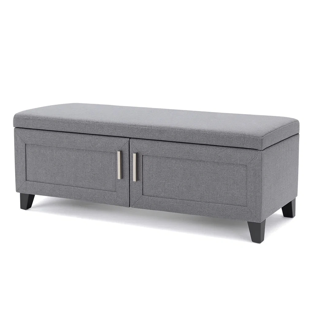 Panca Contenitore in Tessuto Poliestere Grigio con Gambe in Plastica 120x40x45 cm