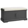 Panca Contenitore con Cuscino in MDF e Tessuto Grigio