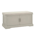 Panca in legno con cuscino in tessuto beige