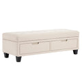 Panca con cassetti in legno e tessuto 120cm Beige