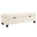 Panca Contenitore in Pelle Sintetica Bianca con Gambe in Legno