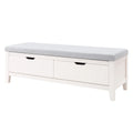 Panca contenitore in MDF con cuscino imbottito in tessuto poliestere Grigio 120x40x45 cm Bianco