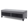 Panca con Cassetti in Tessuto e Legno Grigio/Nero