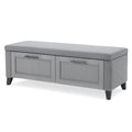 Panca contenitore in legno e tessuto poliestere grigio 100x40x45 cm