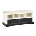 Cassapanca con Cuscino e Scaffali in MDF, Bianco e Nero