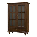 Armadio in legno con ante in vetro e cassetto, 100x50x180 cm, Marrone