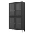 Armadio in Metallo e Vetro Nero 80x40x180 cm