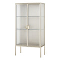Credenza Alta in Metallo e Vetro Temperato Rigato