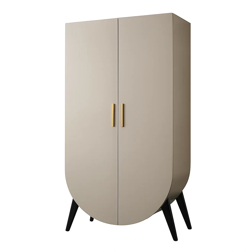 Armadio in MDF Beige con Maniglie in Metallo