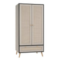 Armadio in Legno e Rattan a Due Ante con Cassetto