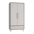 Armadio a due ante in legno MDF e rattan