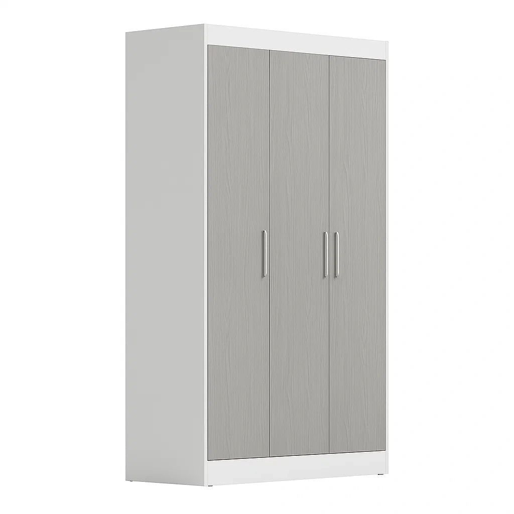 Armadio a Tre Ante in Legno e Metallo Grigio