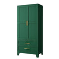 Armadio in Legno Composito Verde con Ante e Cassetti