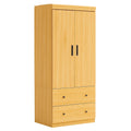 Armadio a Due Ante in Legno con Cassetti