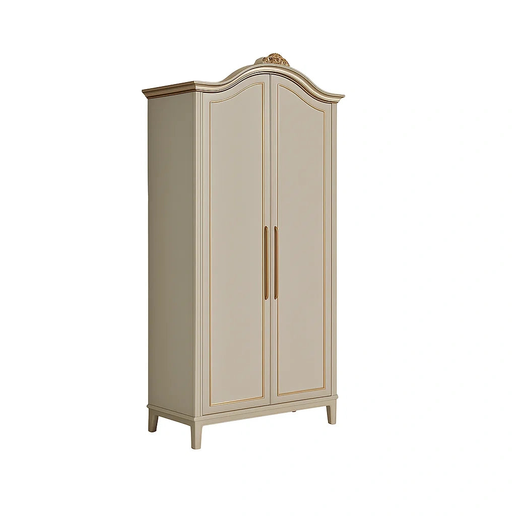 Armadio a Due Ante in Legno MDF Beige e Oro
