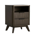 Comodino in Legno MDF Marrone Scuro con Cassetti